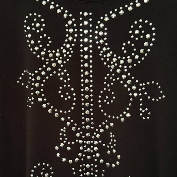 Embellished 3/4 Sleeve Round Neck Tunic Black Size XL - Picture 4 of 4